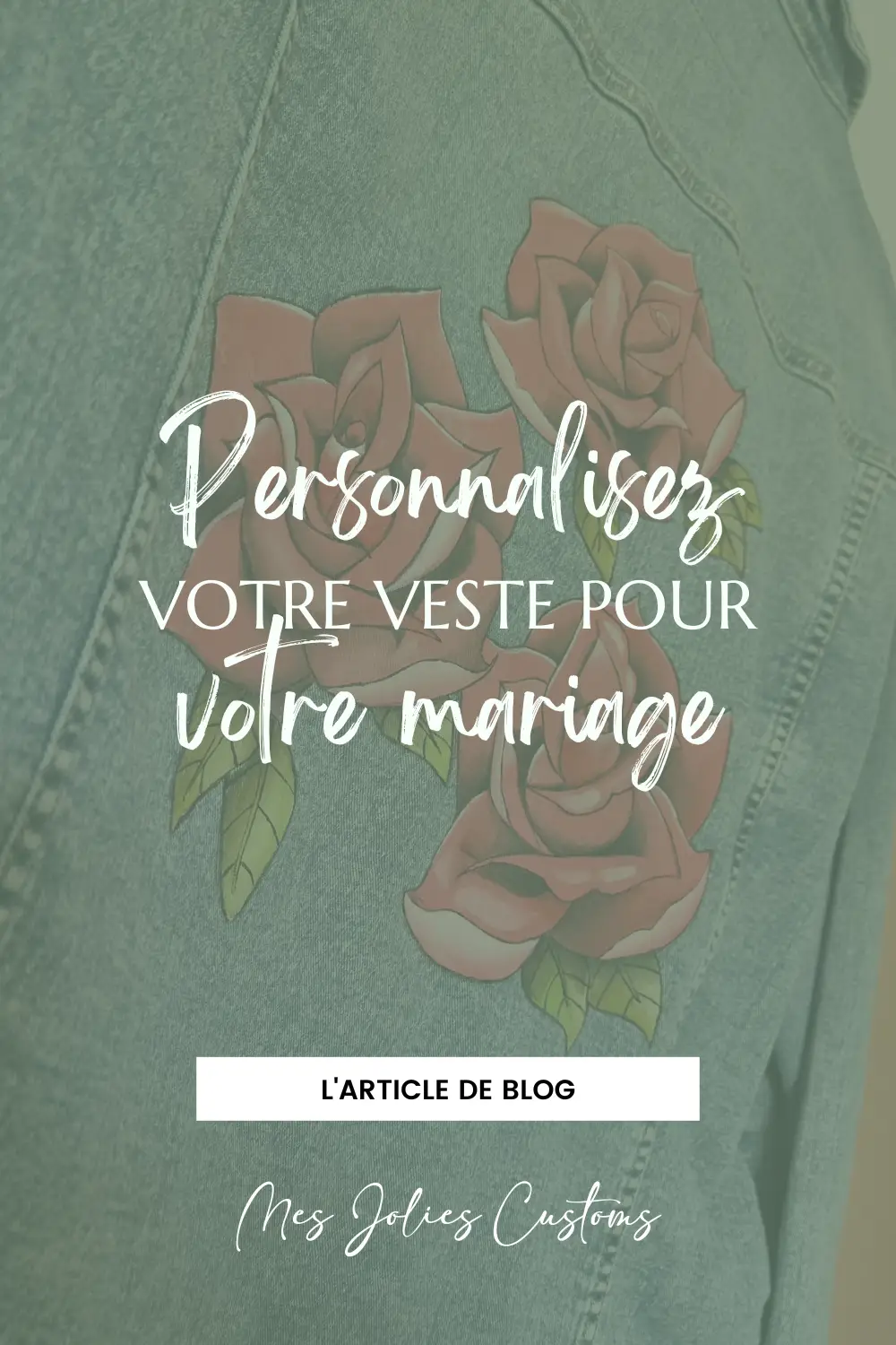 Veste en jean personnalisée pour mariage avec roses peintes à la main