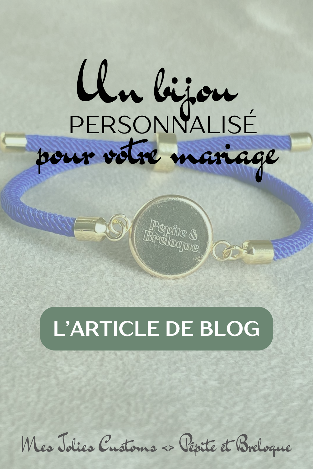 Bracelet personnalisé Pépite & Breloque pour votre mariage avec gravure artisanale en collaboration avec Mes Jolies Customs.